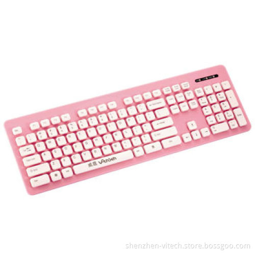 2.4G wireless washable keyboard, pink, blue, purple, 10m work distance